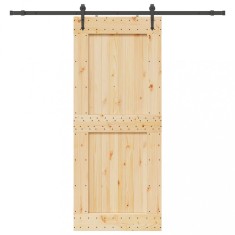 vidaXL Ușă glisantă cu set de feronerie 95x210 cm, lemn masiv de pin 3332746