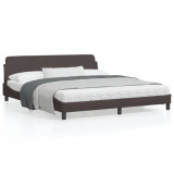 Cadru de pat cu tablie, maro &icirc;nchis, 180x200 cm, textil GartenMobel Dekor, vidaXL