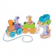 Trenulet din lemn cu animale - Melissa and Doug foto