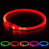 Zgarda pentru caine Iseen, LED, poliuretan termoplastic, rosu, 70 cm