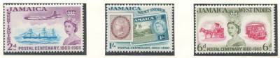 Jamaica 1960 Mi 180/82 MNH - 100 de ani de timbre foto