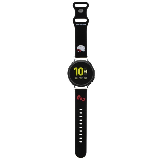 Curea pentru Samsung Watch 4/5, Huawei Watch GT 3 (42mm)/GT 3 Pro (43mm) - Hello Kitty Strap Silicone Kitty Head (HKUWMSCHBLK) - Black