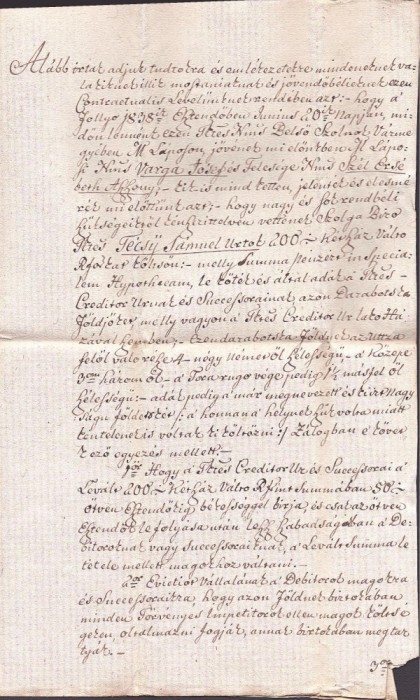A3078N Nobili maghiari &icirc;mprumută o sumă de bani, act cu sigilii &icirc;n ceară roșie, 1838, comitatul Solnocul Interior, Transilvania, limba maghiară