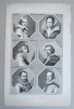 Richard Collin &quot;Portrete de vechi maestri&quot; gravura veche 1683, Cerneala, Altul