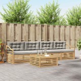 vidaXL Set de canapele de exterior cu pernă 5 pcs Alb și gri deschis 3390021