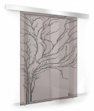 Usa culisanta Boss &reg; Duo model Tree negru, 90+90x215 cm, sticla bronz securizata, glisanta in ambele directii, Modern Glass Art