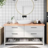 VidaXL Blat de baie, maro deschis, 160x60x(2-6) cm, lemn masiv tratat