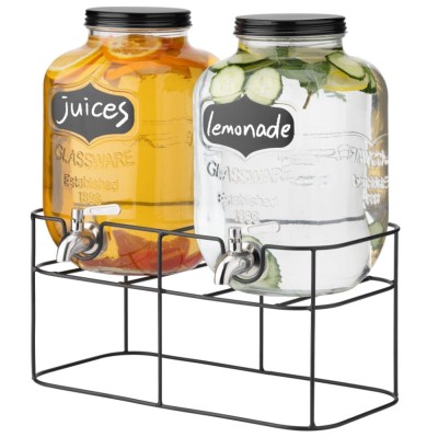 Dozator dublu bauturi Navaris, 5L, suport metalic, 2 compartimente, NAV000017KN003C foto
