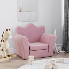 Gossi canapea extensibila pentru copii, roz, plus moale