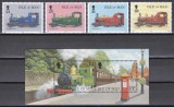Isle of Man 1998 - A 125-a aniversare a căilor ferate pe Insula Man, Serie + Coliță, MNH