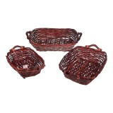 Set 3 Cosuri Rachita Naturala, Lemn, Organizare Depozitare Casa, 47x13/39x12/32x10 cm