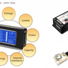 CONTOR SOLAR voltmetru ampermetru tester baterie 0 - 200V 100A