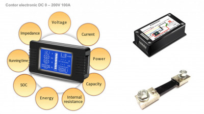 CONTOR SOLAR voltmetru ampermetru tester baterie 0 - 200V 100A foto