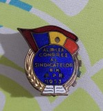 Insigna congresul sindicatelor din RPR 1953