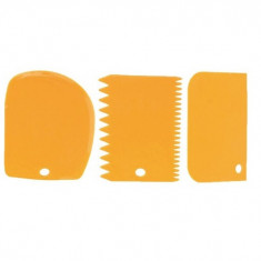 Set 3 spatule patiserie, pentru decorare prajituri si torturi, plastic, 12 cm inaltime, portocaliu