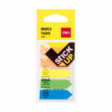 Cumpara ieftin Index Adeziv Plastic, Deli Stick Up, 12x43 mm, 5 Culori Pastel, 100 File, Index Plastic cu Adeziv, Evidentiatoare pentru Carti si Caiete, Sticky Index