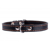 Zgardă de piele pentru c&acirc;ini - 22-30cm, 10mm - negru, COLLAR