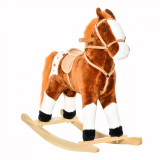 HomCom balansoar, forma de cal, leagan in forma de cal, jucarie de plus, jucarie pentru copii 74x28x65 cm, maro | AOSOM RO