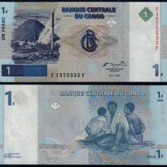 CONGO █ bancnota █ 1 Franc █ 1997 █ P-85a █ UNC █