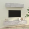 Gossi set dulap tv, 4 piese, gri beton, lemn prelucrat