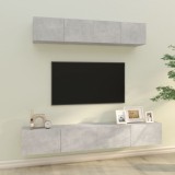 VidaXL Set dulap TV, 4 piese, gri beton, lemn prelucrat