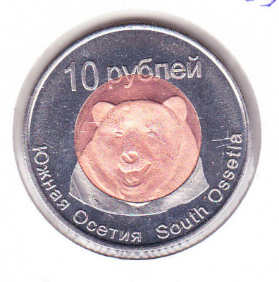 bnk mnd Osetia de Sud - 10 ruble 2013 unc fauna bimetal foto