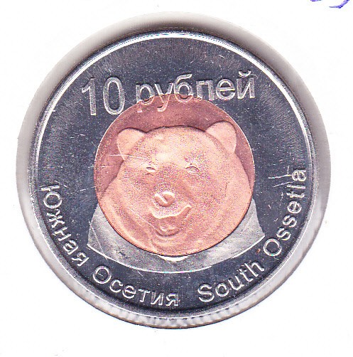 bnk mnd Osetia de Sud - 10 ruble 2013 unc fauna bimetal