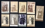 Lot 9 Fotografii Vechi Cabinet Card Miri și Mirese / Nuntă &ndash; Studio Europa &amp; SUA (cca. 1885&ndash;1910)