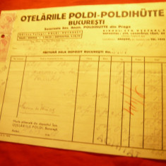 Factura cu Antet Firma Otelaria Poldi -Poldihutte Bucuresti 1943, 5 timbre fisca