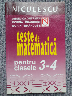 Angelica Gherman - Teste de matematica pentru clasele 3-4 , 74 pag, stare f buna foto