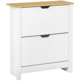 HOMCOM Dulap pentru pantofi cu 2 compartimente, capacitate 12 perechi, 72x26x80 cm, alb + maro | Aosom Romania