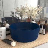 Chiuvetă baie lux albastru &icirc;nchis mat 40x15 cm ceramică rotund