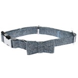 Zgarda caini talie medie, 4 Dog, cu papion, material textil, albastru, 35 - 50 x 1.9 cm