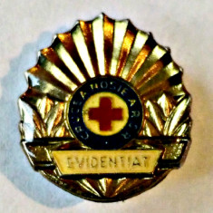 MEDICINA INSIGNA EVIDENTIAT MARE CRUCEA ROSIE RSR FRUNTAS BRONZ 37,60/33,55 MM