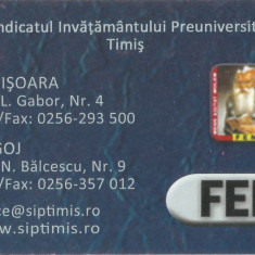 Romania, Sindicatul Inv. Preuniversitar Timis, calendar de buzunar, 2009-2010