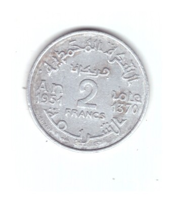 Moneda Maroc 2 francs/franci 1951, stare buna foto
