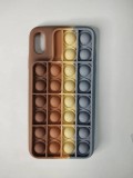 Husa de protectie iPhone 7 Plus/8 Plus 2020 Pop it, silicon, maro/galben/albastru, 4.7 inchi