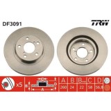Set discuri frana Subaru: Impreza (Gc), Legacy 1 (Bc), Legacy 2 (Bd), Legacy 3 (Be), SVX (Cx)., punte fata, 260x24, ventilat, TRW