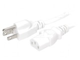 Cablu IEC C13 mamă NEMA 5-15 (B) 1,5m alb 3x18AWG PVC