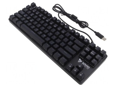 Tastatură USB Neagră/Albastră cu Cablu 1.8m US Layout foto