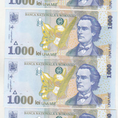 bnk bn Romania 1000 lei 1998 unc - BNR mare x4 consecutive