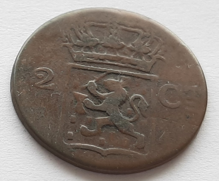 136. Moneda Indiile Olandeze 2 cents 1838 - litera J