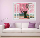 Cumpara ieftin Fereastra cu efect 3D - Pink tree - 119x93 cm