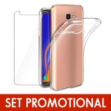 Set SAMSUNG Galaxy J4 Plus 2018 - Folie de Sticla 9H + Husa Silicon (Transparenta)