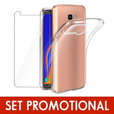 Set SAMSUNG Galaxy J4 Plus 2018 - Folie de Sticla 9H + Husa Silicon (Transparenta) foto