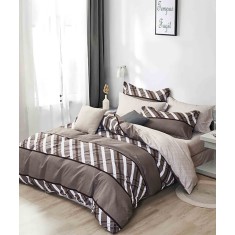Lenjerie de pat pentru o persoana cu husa de perna patrata, Brauron, bumbac mercerizat, multicolor