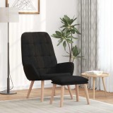 VidaXL Scaun de relaxare cu taburet, negru, textil
