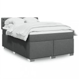 VidaXL Pat box spring cu saltea, gri &icirc;nchis, 140x190 cm, textil 3288191