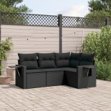vidaXL Set mobilier de grădină cu perne, 4 piese, negru, poliratan 3220104