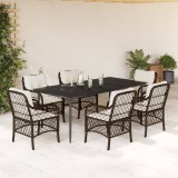 VidaXL Set mobilier de grădină cu perne, 7 piese, maro, poliratan